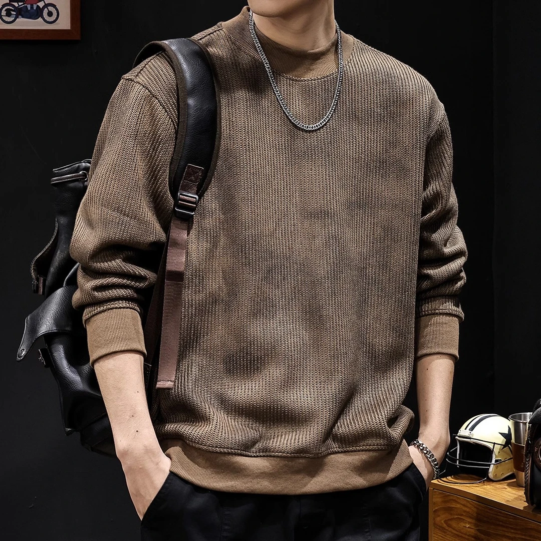 DZND仿毛衣针织卫衣男2024新款重磅美式大码男士潮牌圆领衣服春秋