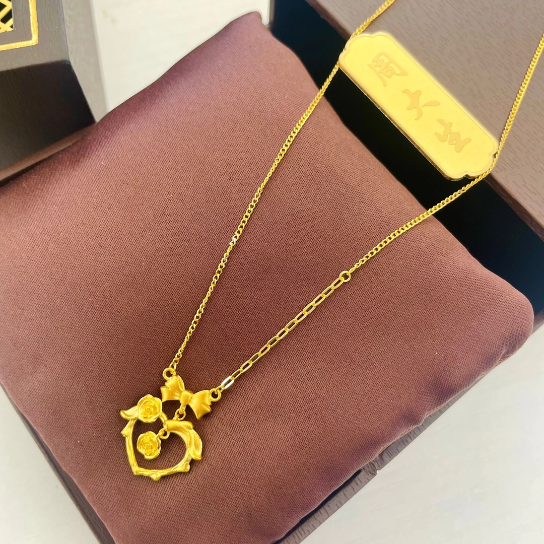 Chow Tai Seng/周大生足金999黄金心动玫瑰套链时尚轻奢一体套链
