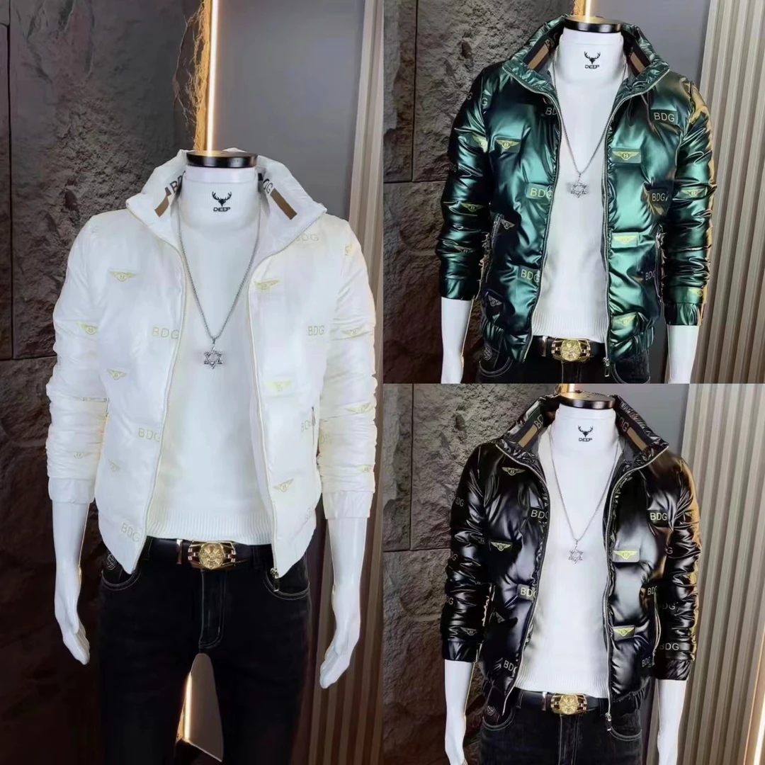 冬季新款男士免洗立领加厚棉服时尚个性潮流男士棉服修身帅气外套