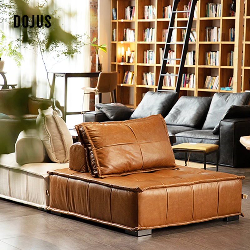 DOJUS度假式/VR-W35「方格」魔方布艺皮艺沙发客厅简约转角复古沙发