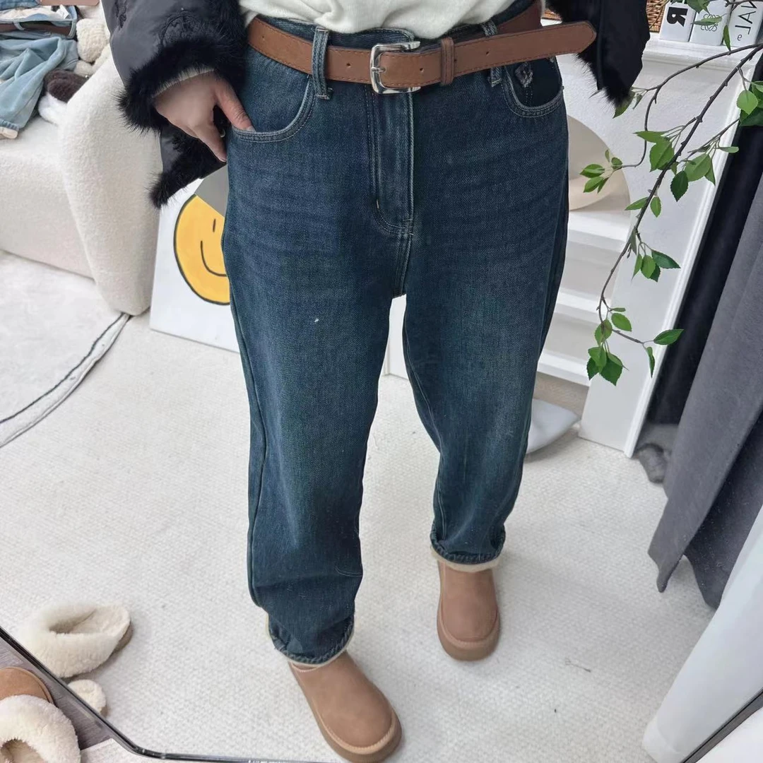 【多姐自卖】加绒男友裤6680~秋冬高弹大梨友好！老爹裤牛仔裤子