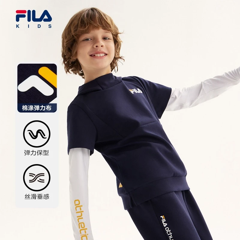 FILA/斐乐儿童男大童春秋时尚百搭运动长袖T恤假两件 K12B333225F