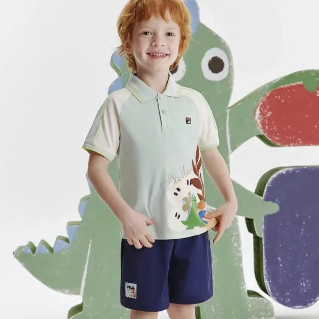 FILA斐乐男童【纯棉短袖好耐脏】印花短袖百搭T恤K11B432108F