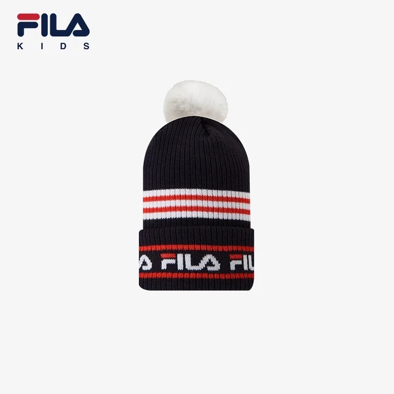 FILA斐乐儿童时尚帽冬季新款男女童保暖舒适针织帽K17B341201F