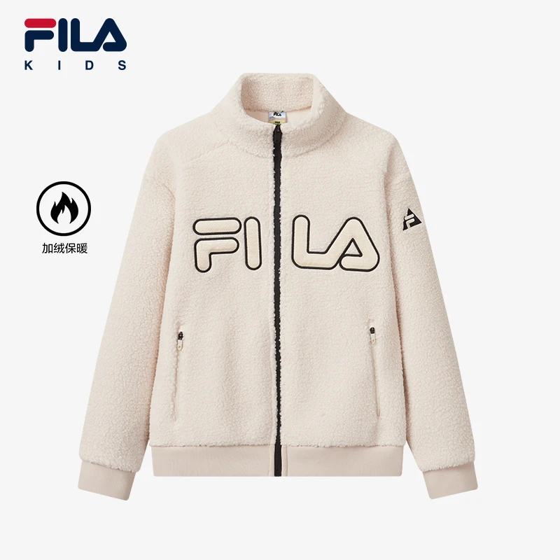 FILA KIDS【斐乐童装】男大童外套儿童加绒保暖针织上衣K12B443507F