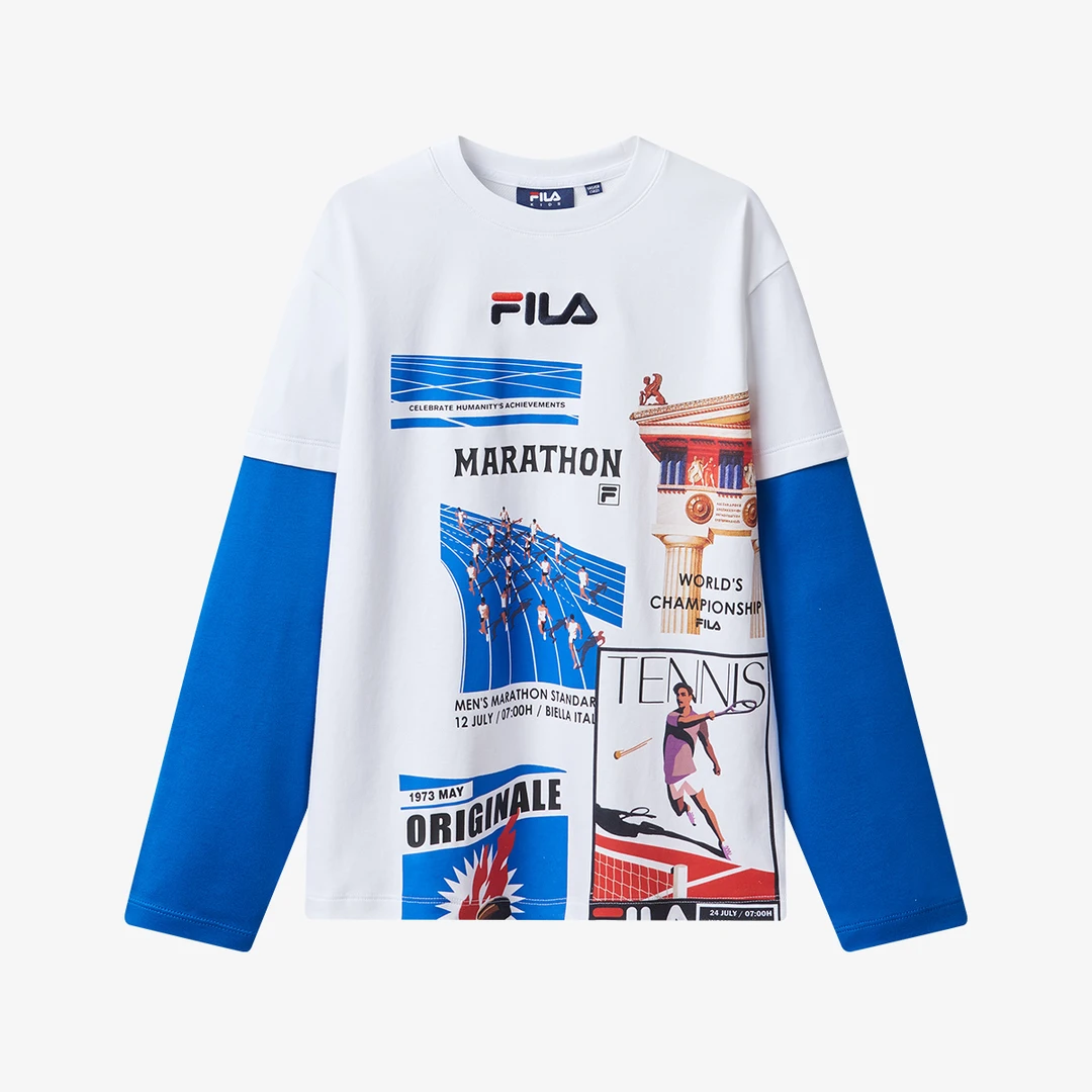 FILA童装【斐乐儿童】男童经典生活休闲舒适宽松长袖T恤K12B421109F