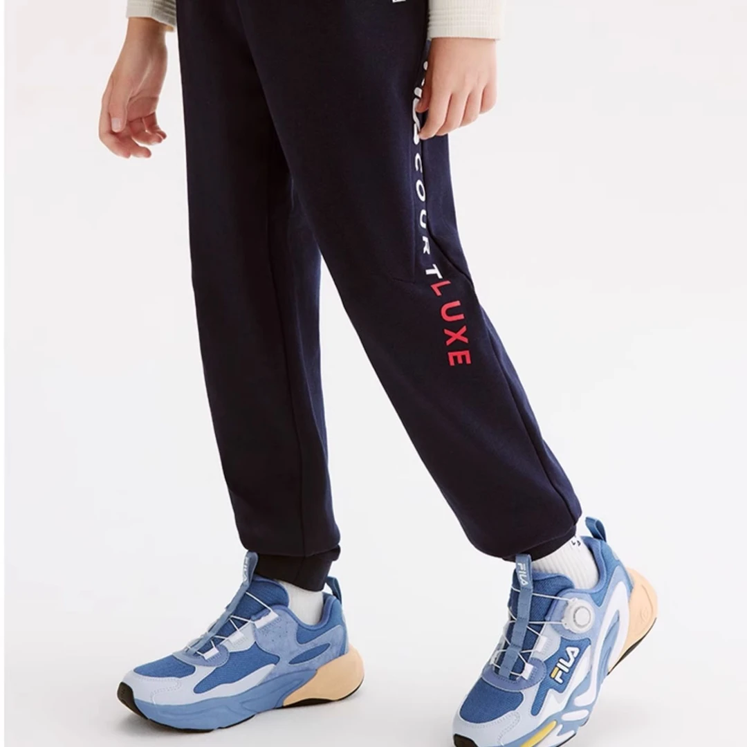 FILA/斐乐童装男大童长裤24冬季新款运动网球针织裤潮K12B443601F