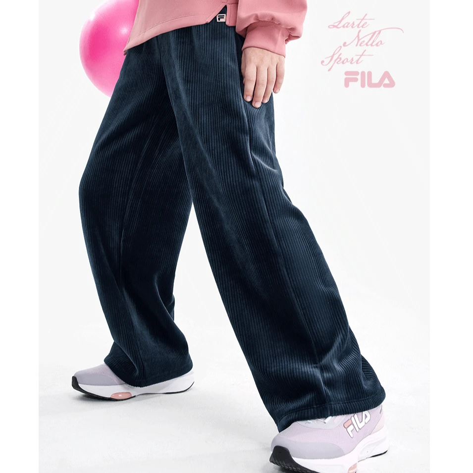 FILA KIDS斐乐童装女大童长裤儿童加绒保暖运动针织裤K12G443617F