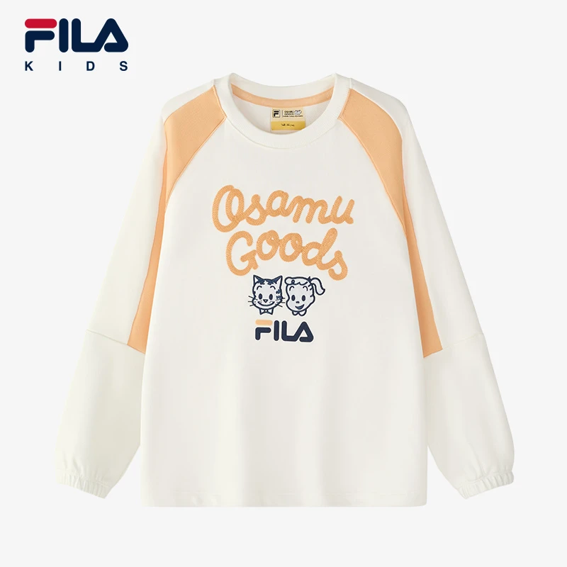 【丝柔棉】FILA斐乐童装 儿童上衣女中大童纯棉套头卫衣K12G444208F