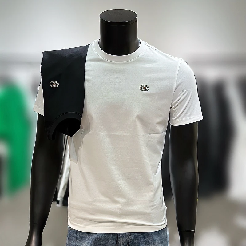 简约短袖t恤男士潮牌2023新款百搭修身圆领男款高端夏天衣服体恤