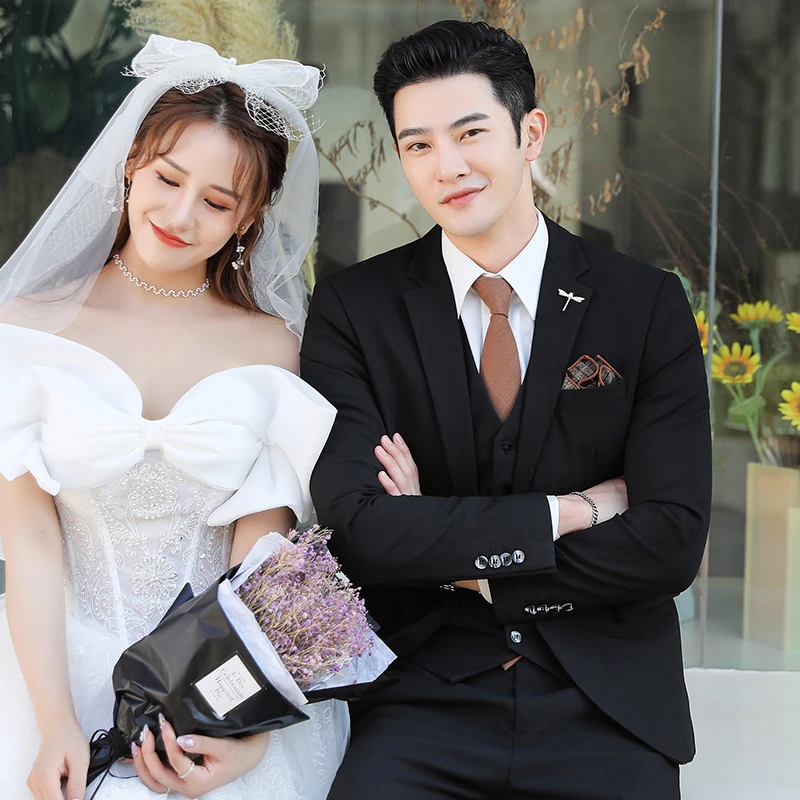 新郎西服套装男款婚礼结婚修身男士西装英伦风正装商务休闲韩版潮