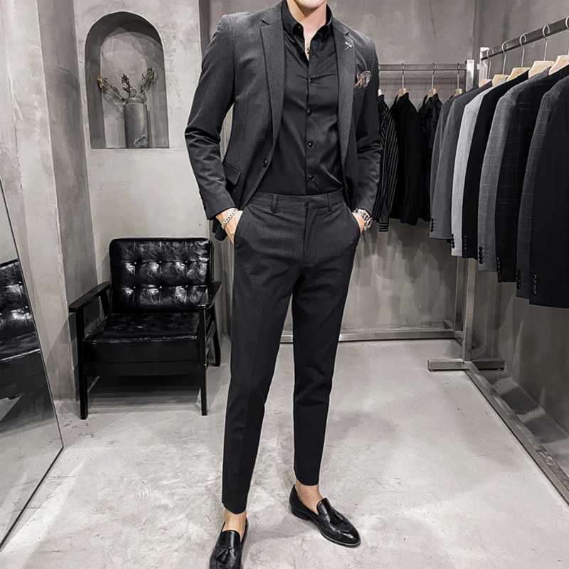 西装套装男款商务正装新郎结婚礼服男士西服外套痞帅休闲高级感潮