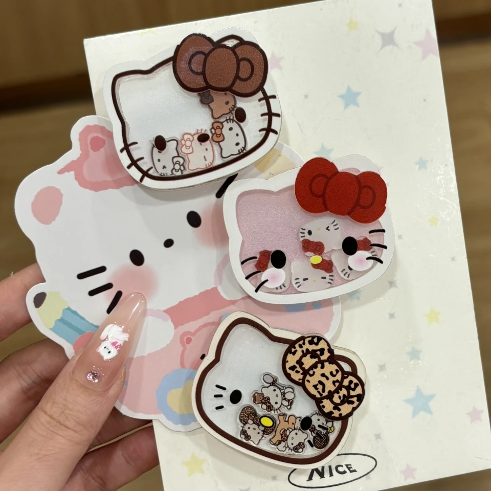 可爱卡通摇摇乐KT猫发夹甜美豹纹猫咪侧边刘海夹超仙少女百搭发卡
