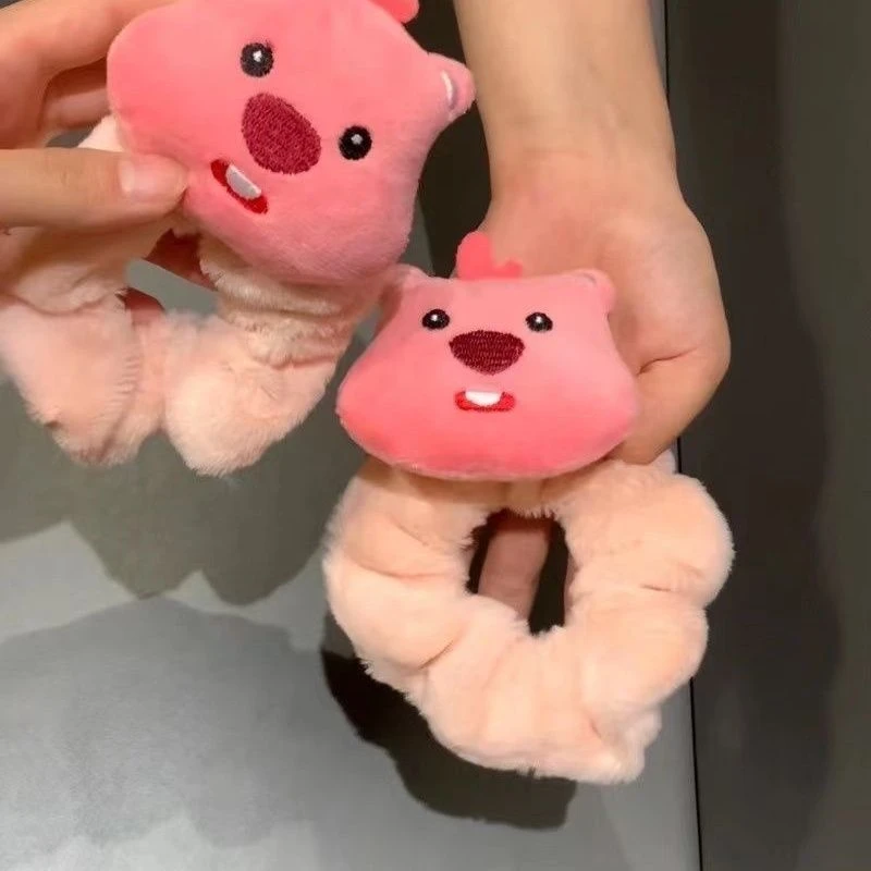 少女心粉色毛绒loopy发圈大肠圈可爱露比扎发头绳发绳