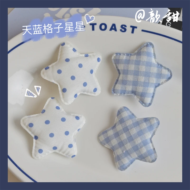 甜美天蓝格子星星发夹网红软妹刘海夹甜妹少女心碎发夹小清新边夹