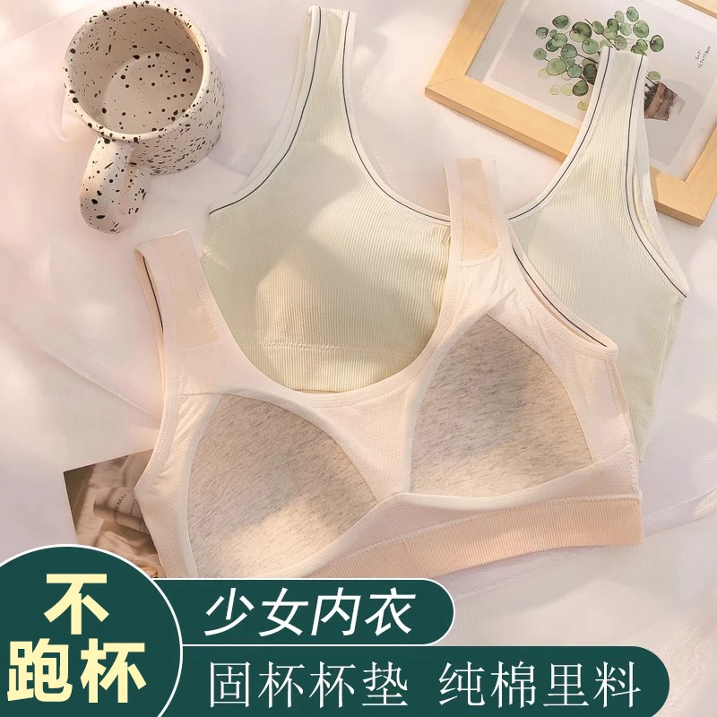 少女内衣发育期第二阶段女童学生文胸初高中女孩固定杯纯棉小背心