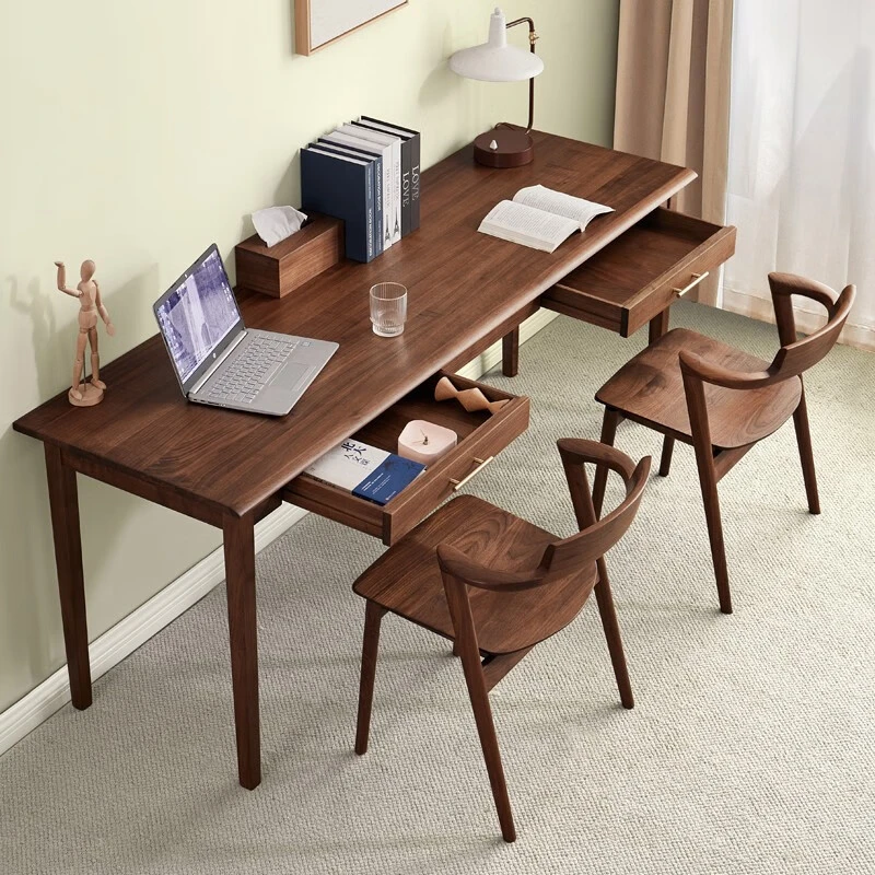 致典北美黑胡桃木书桌北欧实木桌现代简约家用电脑桌写字台办公桌