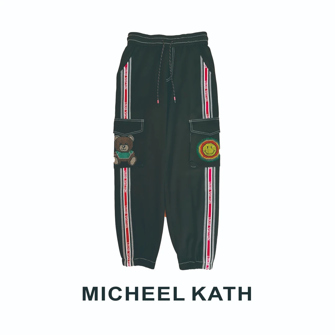 【工装裤】MICHEELKATH时尚百搭束脚裤秋季潮流抽绳女黑色工装裤