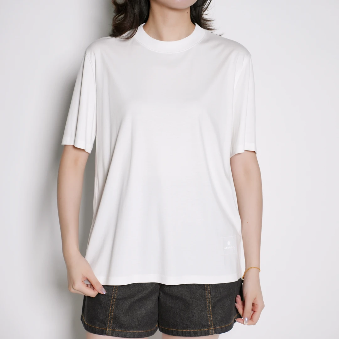 AMASS/阿玛施品质女装纯色时尚百搭显瘦短袖圆领合身T恤女5300902