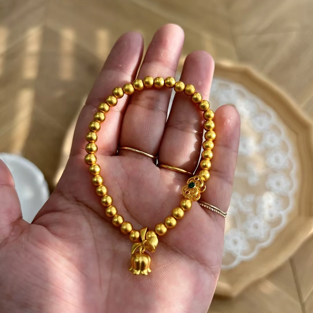 铜合金手链 1867新款女士手链气质时尚素款百搭金色单圈手工复古