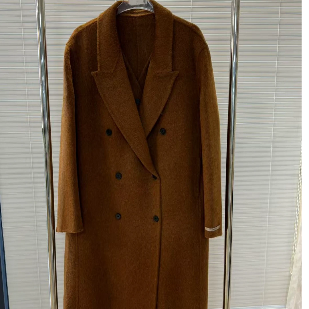 1783新款大衣时尚假两件大衣女士毛呢中长款设计师秋冬经典驼色