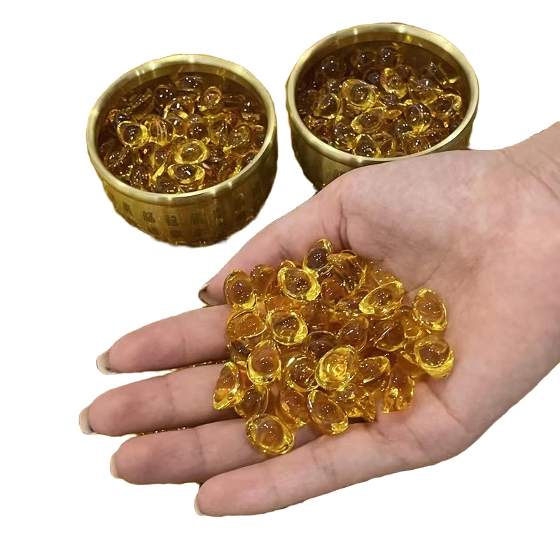 黄水晶1.5琉璃金元宝手工家居摆件简约高端实心家居饰品开业元宝