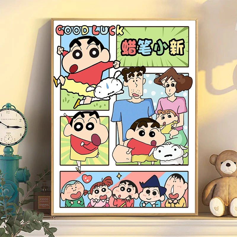 蜡笔小新数字油画diy解闷手工卡通填色手绘2025新款丙烯油彩画画