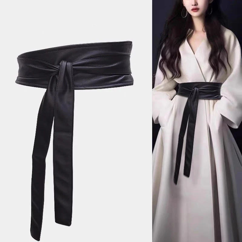 腰封女宽腰带复古装饰连衣裙卡其色配裙子毛衣大衣高级感外搭束腰