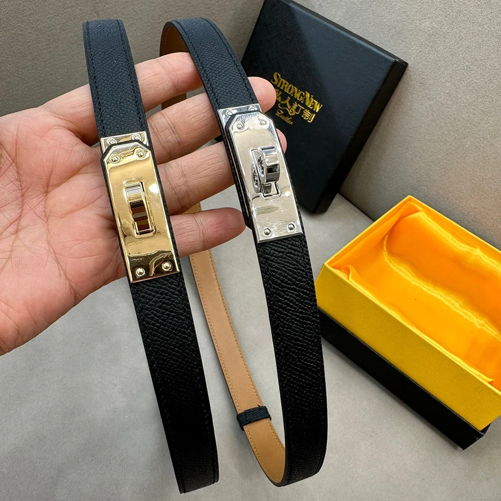 Kelly同款真皮细腰带女士锁扣凯利装饰带腰包百搭可调节时尚通勤