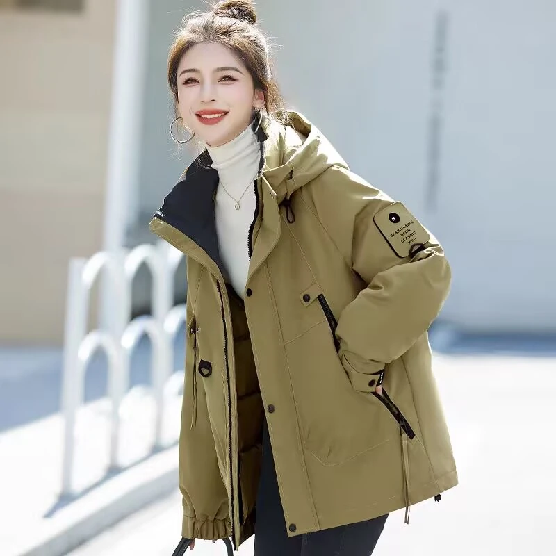 爆款派克服女款2024秋冬新款美式宽松百搭时尚工装棉服加厚外套