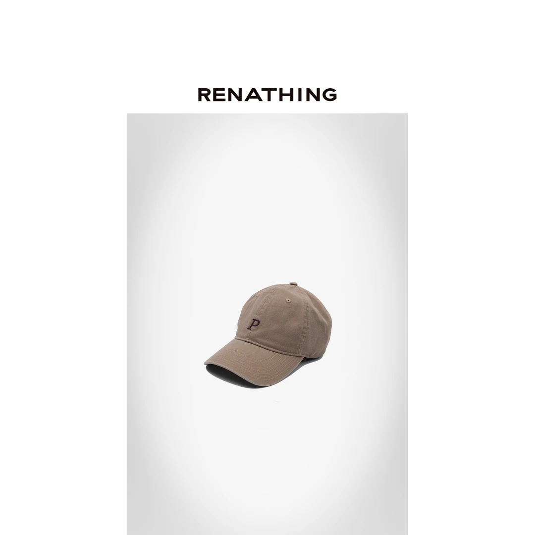 【RENATHING】卡其色刺绣休闲棒球帽