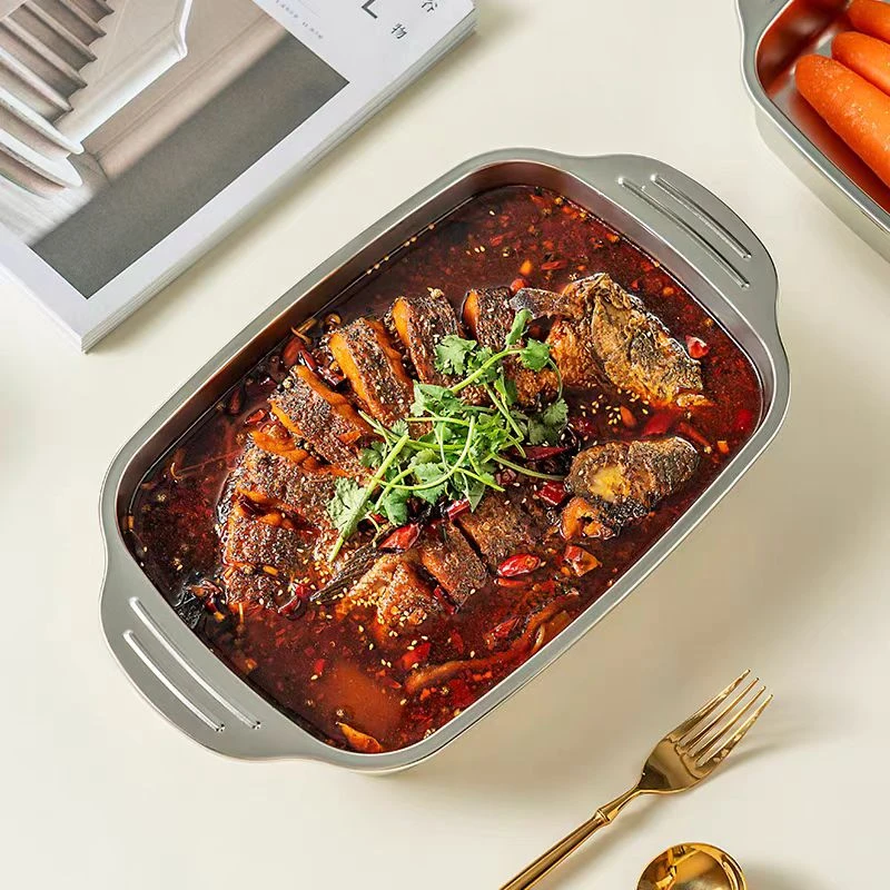 朴思鱼盘不锈钢托盘烤盘蒸鱼盘子0433