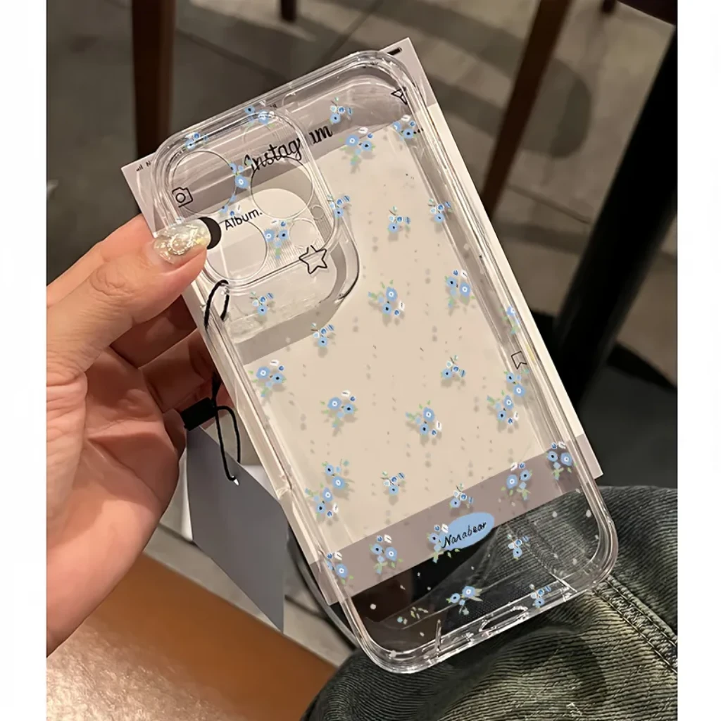 满屏蓝花适用iphone15promax手机壳苹果13/14/12小米vivo华为oppo