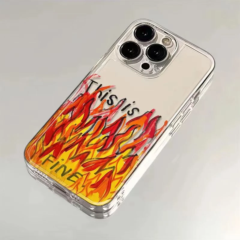 英文火焰适用iphone15promax手机壳苹果13/14/12小米vivo华为oppo