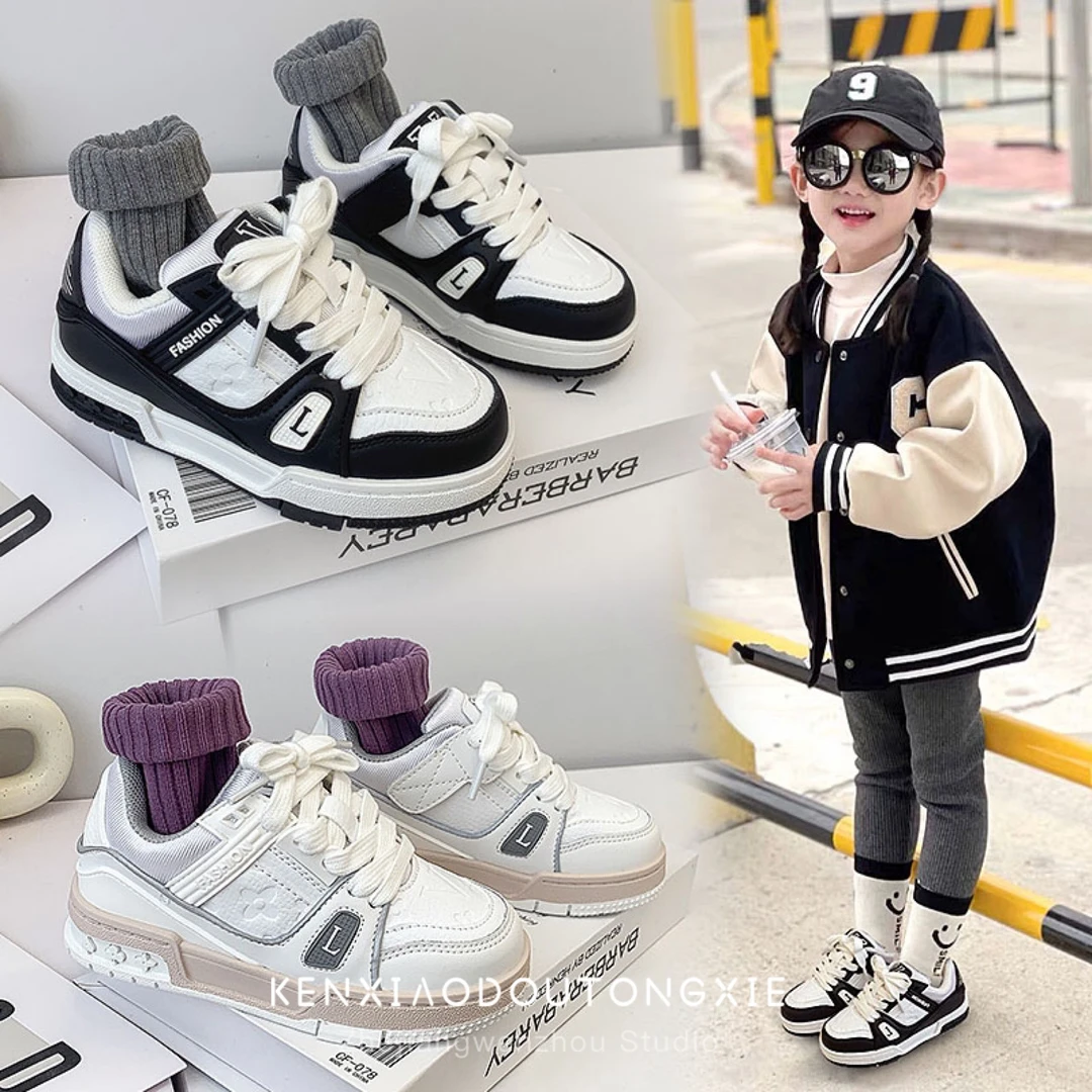 儿童小白鞋2024春秋季男童板鞋软底运动鞋女童真皮休闲鞋透气百搭
