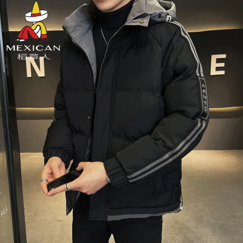 Mexican/稻草人冬季男士新款棉服连帽时尚休闲运动保暖棉袄外套男