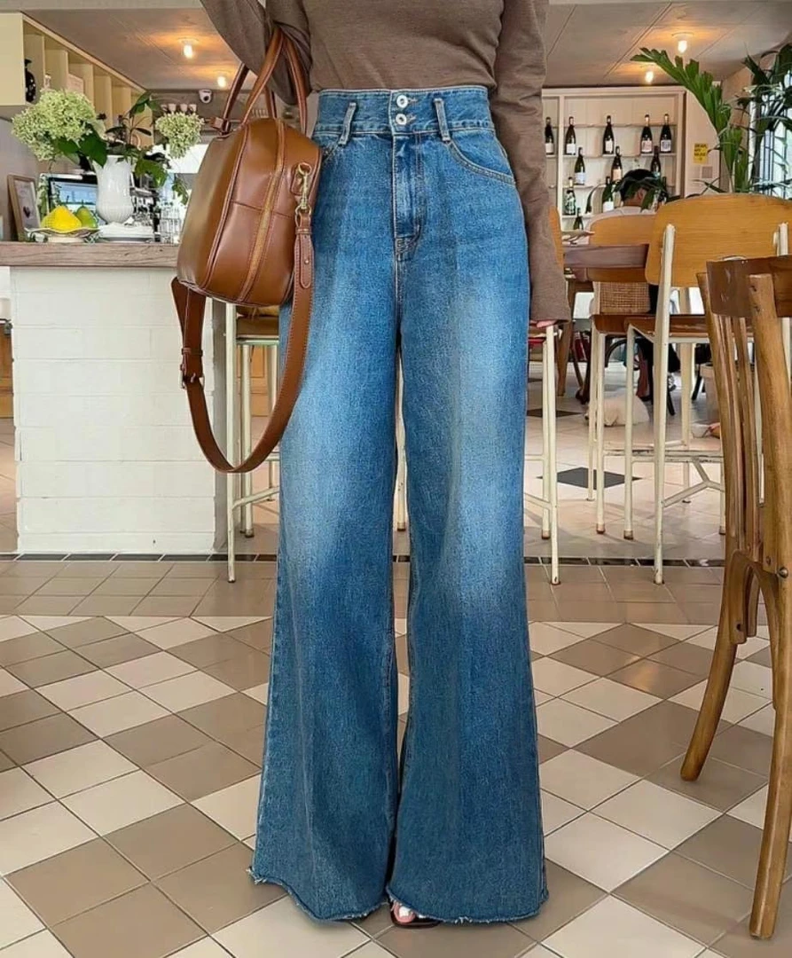 韩国东大门正品nana韩国女装 秋季新款两粒扣子直筒牛仔裤