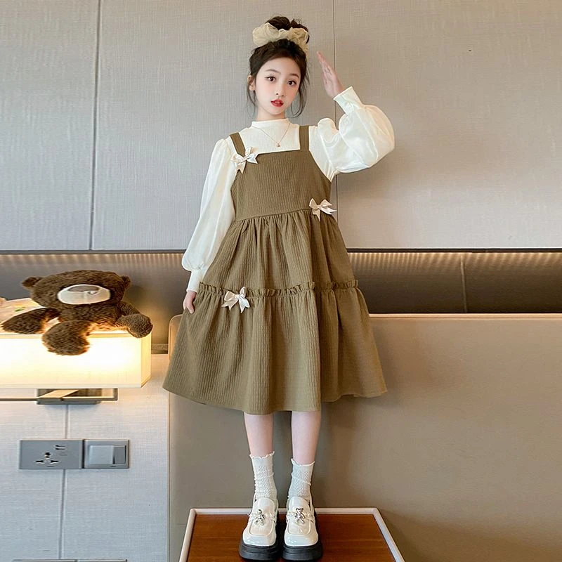 女童连衣裙秋装2025新款洋气小女孩秋季长袖生日裙子中大童背带裙