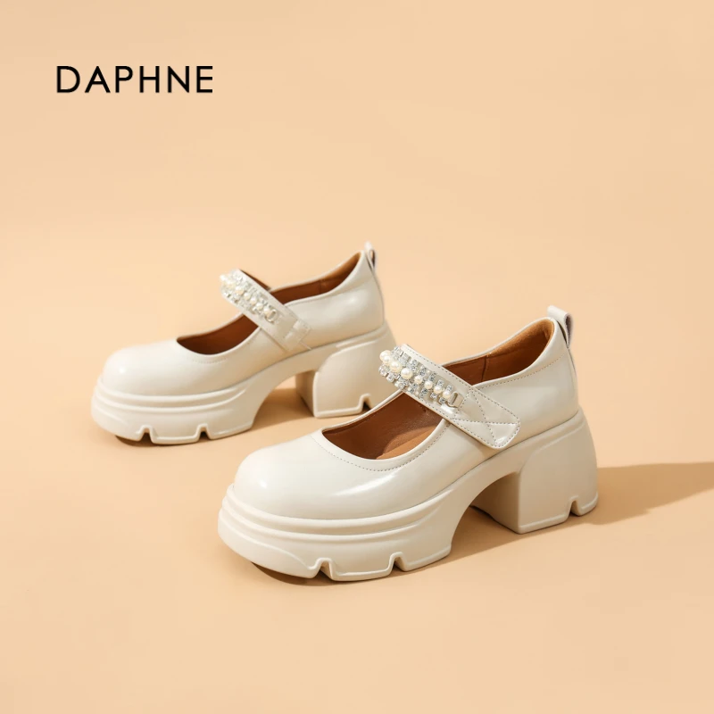 达芙妮玛丽珍女鞋2025秋季新款黑色厚底小皮鞋时尚百搭学院风单鞋