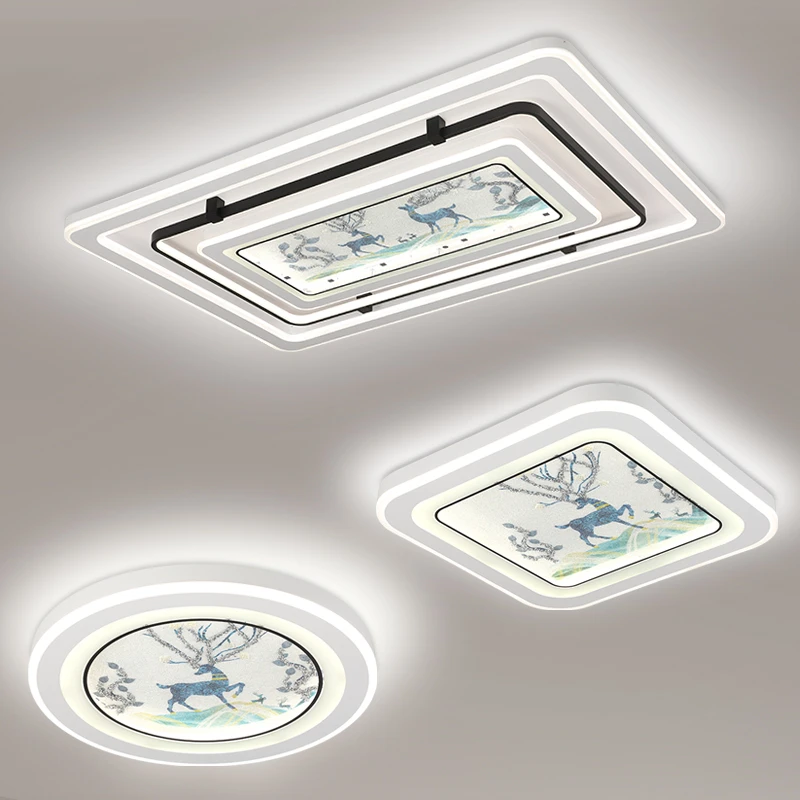 大气家用吸顶灯卧室灯长方形超薄智能语音2024新款全屋套餐灯具