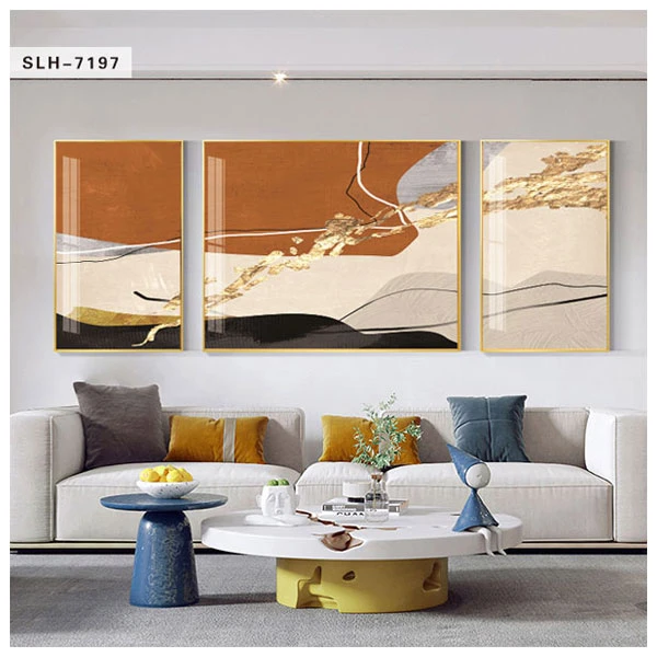 沙发背景墙挂画客厅装饰画现代高档三联画轻奢简约抽象壁画
