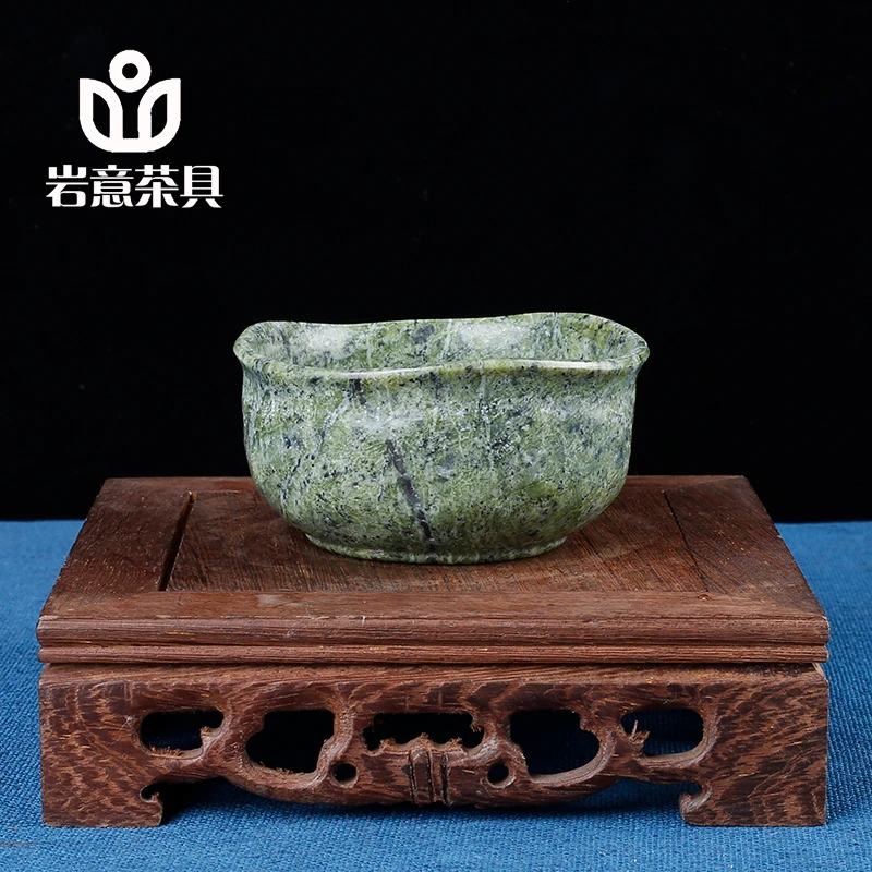 岩意茶具西藏药王石天然藏玉石头家用养生喝茶杯子单个手工主人杯