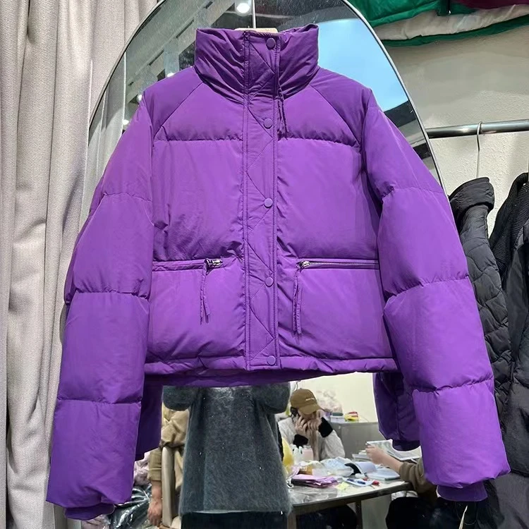 冬季新款羽绒服女短款立领韩版小个子加厚面包服90白鸭绒保暖外套