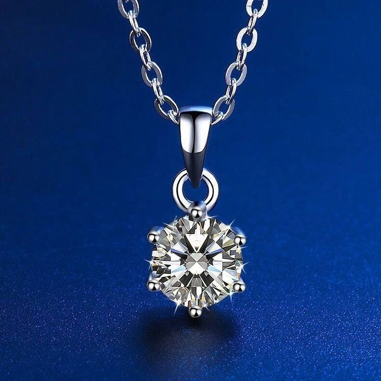 坠链均925银莫桑石 【六爪吊坠】1-5克拉 /合成碳硅石