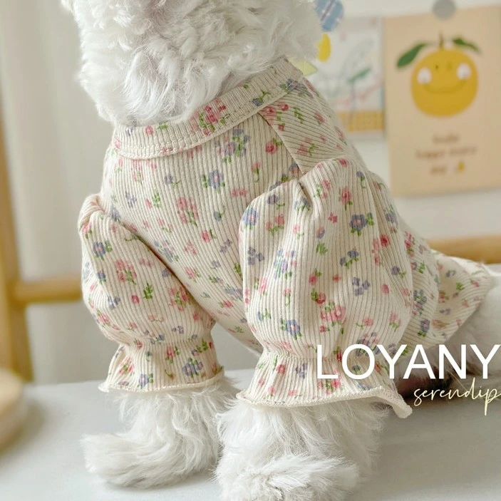 泡泡袖碎花宠物衣服小狗狗小型犬猫咪比熊泰迪雪纳瑞打底衫春秋装