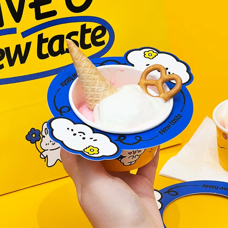 直播间gelato冰淇淋纸杯一次性冰激凌纸碗防滴杯圈雪糕纸盒