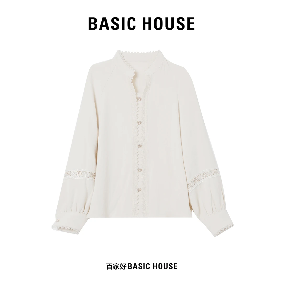 Basic House/百家好早秋镂空休闲时尚设计感小众千金风衬衫衬衣女