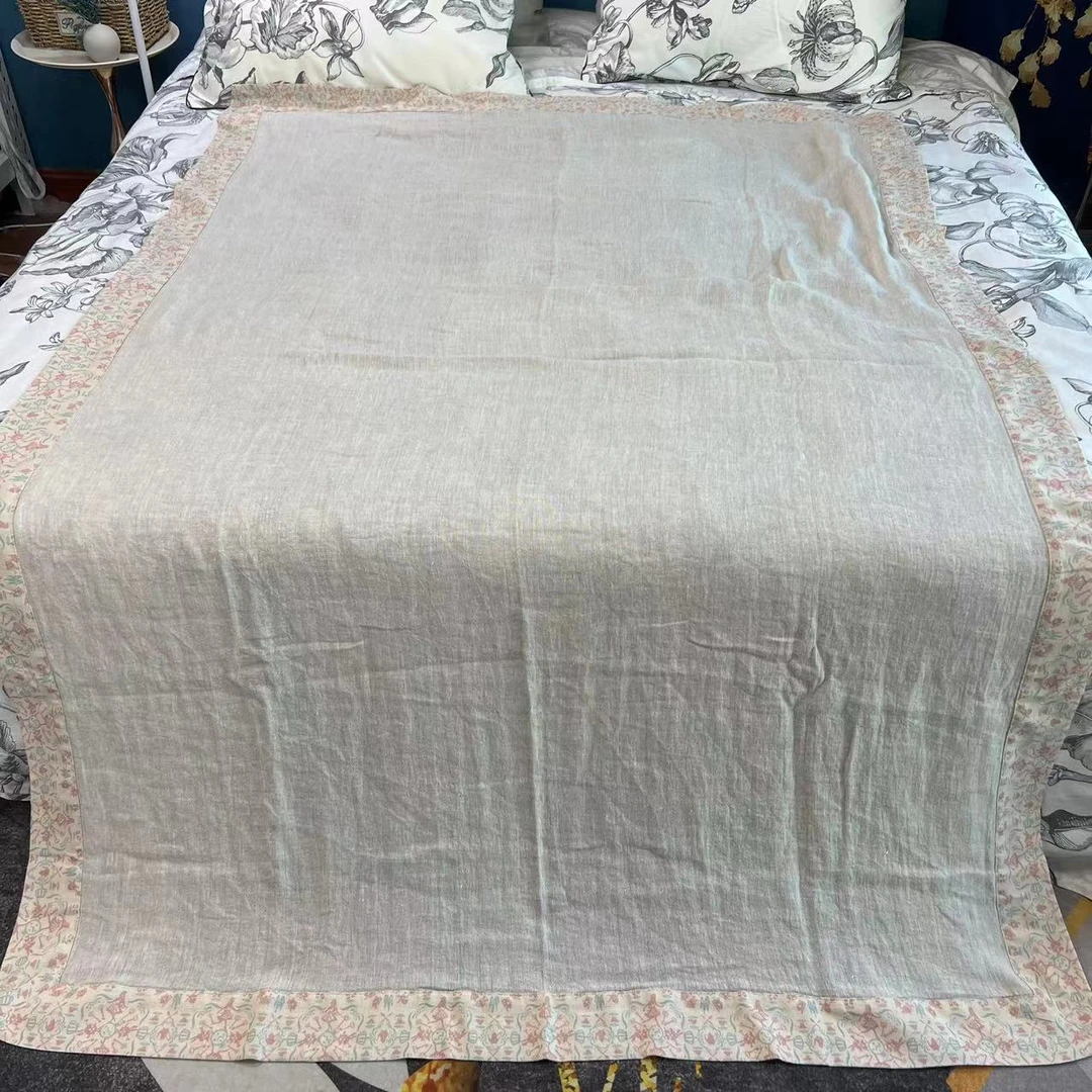 【花田】100%汉麻雨露麻5支包边盖毯床单