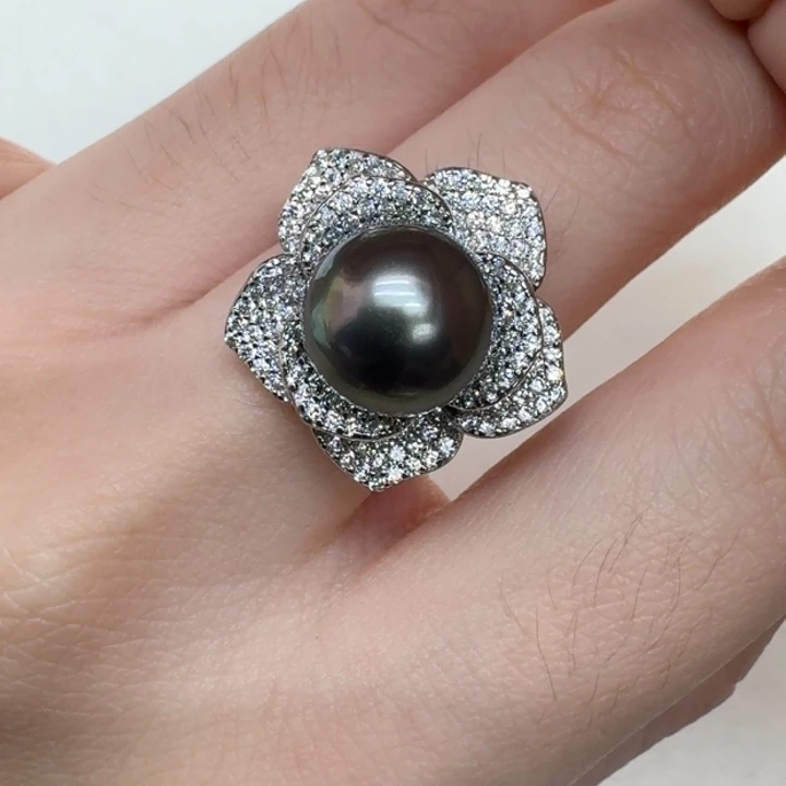 海水珍珠戒指银S925镶嵌