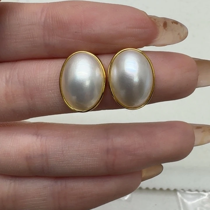 拼合珍珠（马贝珠）耳饰银S925镶嵌